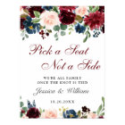 Burgundy Navy Floral Wedding Ceremony Seating