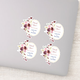 Burgundy Navy Floral Wedding Thank You Contour