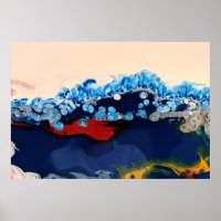 Burgundy Navy Fluid Marble Acrylic Art Abstract