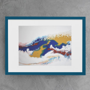 Burgundy Navy Fluid Marble Acrylic Art Abstract Poster
