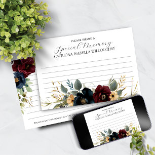 Burgundy Navy Funeral Memorial Share a Memory Card