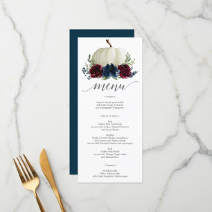Burgundy Navy Pumpkin Fall Wedding Menu