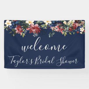 Burgundy Navy Shower Welcome Banner