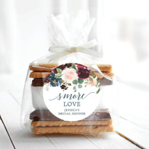 Burgundy Navy S'More Love - Favour Stickers