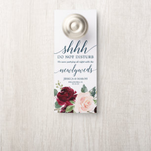 Burgundy Navy Wedding Door Hanger Do Not Disturb