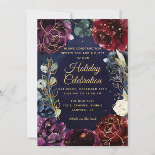 Burgundy Navy Wedding Gold Invitation
