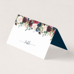 Burgundy Navy Wedding Place Cards