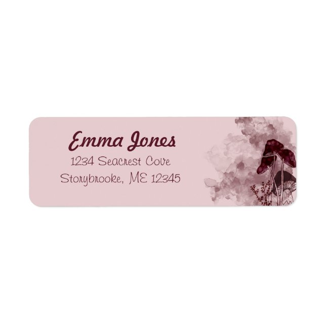 Burgundy Neon Mushrooms  Return Address Label (Front)