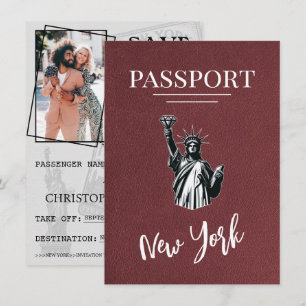 Burgundy New York City Passport Save The Date