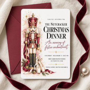 Burgundy Nutcracker Ballet Christmas Dinner Invitation