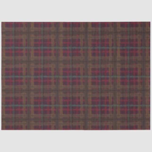 Burgundy Old Fashioned Organic Plaid Charming Tissue Paper (Front)