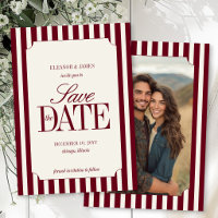 Burgundy Old Money Preppy Stripe Winter Wedding