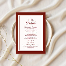 Burgundy Old Money Wedding Details Enclosure