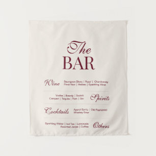 Burgundy Old Money Wedding Drink Menus Tapestry