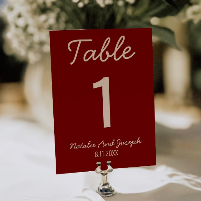  Burgundy Old Money Whimsical Wedding Table Number (Creator Uploaded)