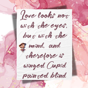 Burgundy on White Shakespeare Love looks not... Fleece Blanket