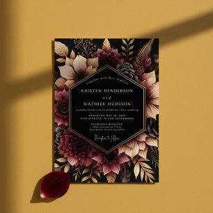 Burgundy Opulent Floral Whimsy Wedding Invitation