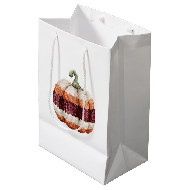 Burgundy Orange Cream Pumpkin   Medium Gift Bag (Front Angled)