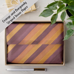 Burgundy Orange Diagonal Striped Tissue Paper