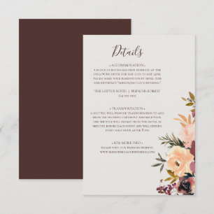 Burgundy Orange Floral   Beige Details Enclosure Card