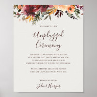 Burgundy Orange Floral | Beige Unplugged Ceremony