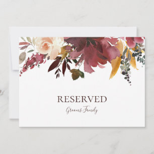 Burgundy Orange Floral   Reserved Sign