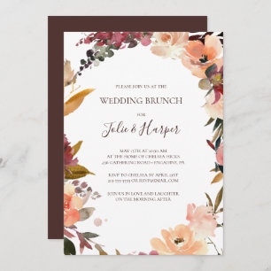 Burgundy Orange Floral Wedding Brunch Invitation