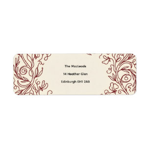Burgundy Ornate Floral Return Address Labels