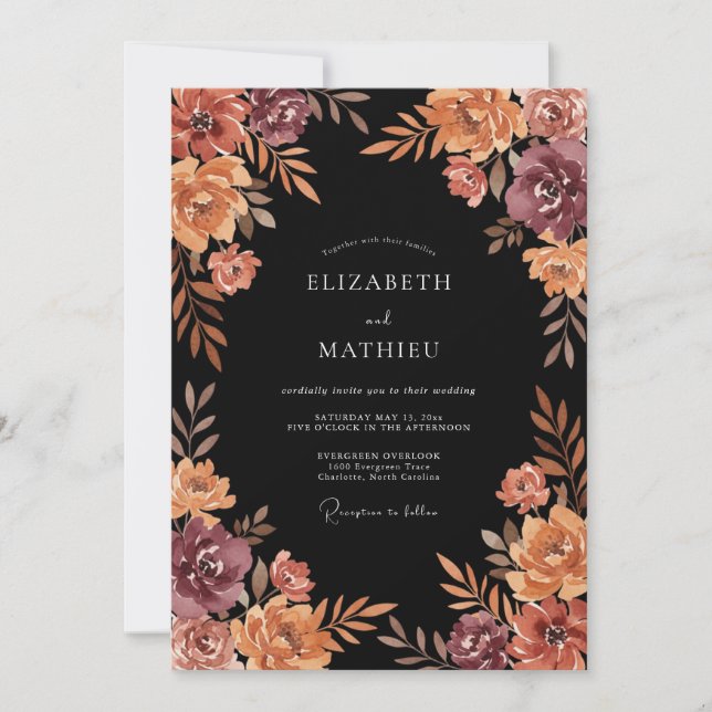 Burgundy Painterly Swirl Wedding Invitation (Front)