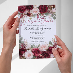 Burgundy Palette Love Is in Bloom Bridal Shower Invitation