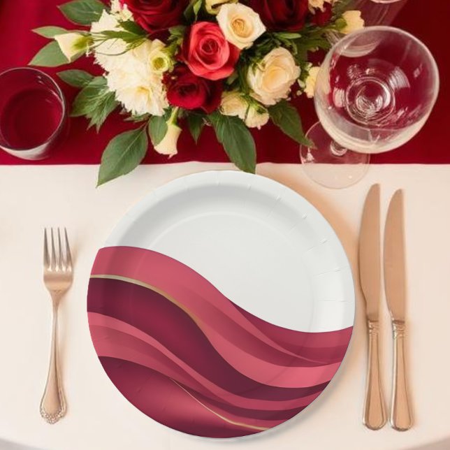 Burgundy Paper Plate (Burgundy and Ivory Paper Plates)