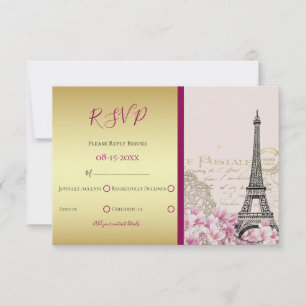 Burgundy Paris In The Springtime Wedding RSVP Card