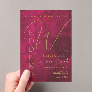 Burgundy Passion Wedding Acrylic Invitations