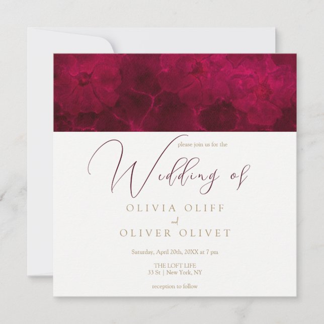 Burgundy Passion Wedding Invitation (Front)
