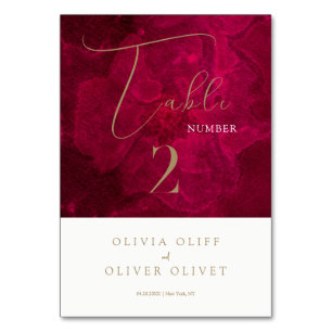 Burgundy Passion Wedding Table Number