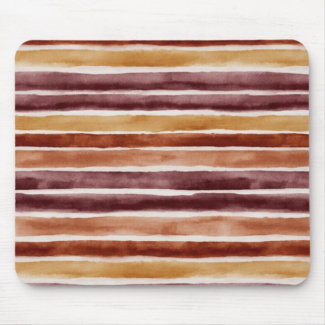 Burgundy Peach Orange Red Stripes  Mouse Pad (Front)