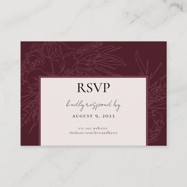 Burgundy Peony RSVP card (Front)