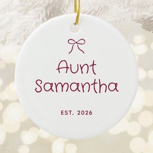 Burgundy Personalised Aunt Est. Year Photo Ceramic Ornament