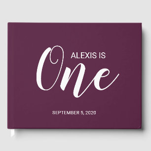 Burgundy Personalised First Birthday Guestbook