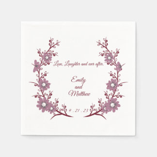 Burgundy Personalised wedding napkins