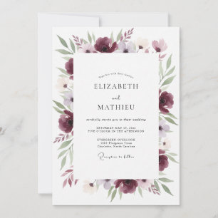 Burgundy Petal Flourish Wedding Invitation