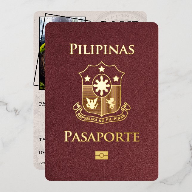 Burgundy Philippines Passport Save The Date (Front/Back)