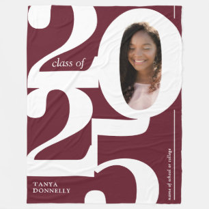 Burgundy Photo 2025 Graduation Fleece Blanket