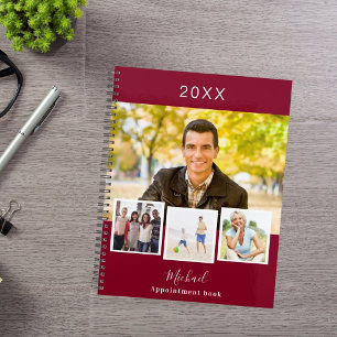 Burgundy photo collage appointments 2025 planner