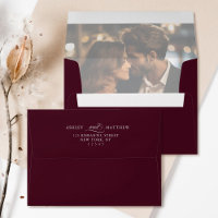 Burgundy Photo Pre-Printed Return Address 5x7
