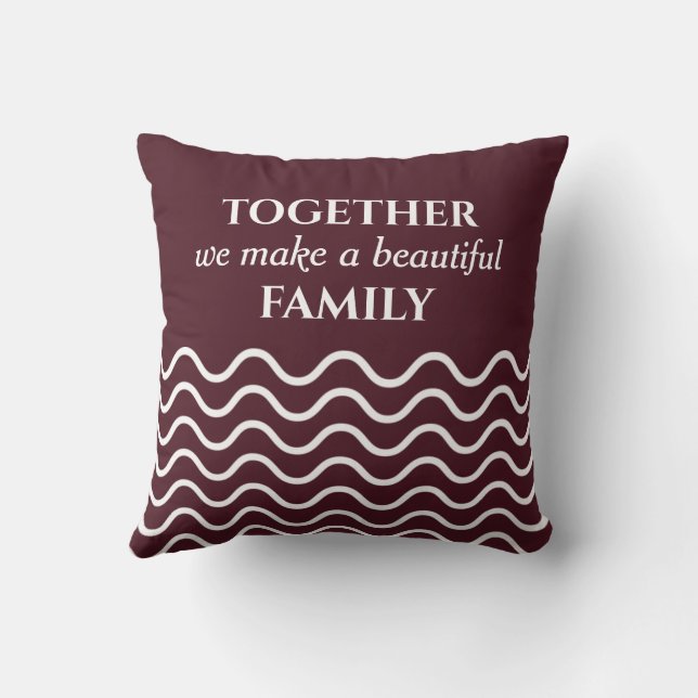 Burgundy Photo Quote Wavy Pattern Double Sided Cushion (Back)