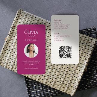 Burgundy Photo Social QR Code  Business Card