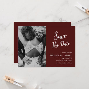 Burgundy Photo   Wedding Save the date Invitation