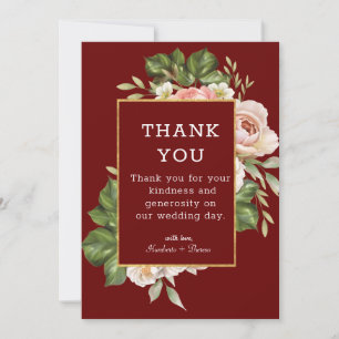 Burgundy Photo Wedding Thank You Card