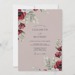 Burgundy Picturesque Winter Wedding Invitation